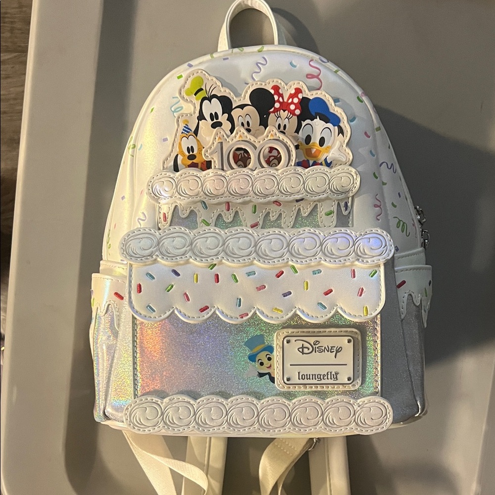 Disney100 Loungefly Silver and White Character Backpack
